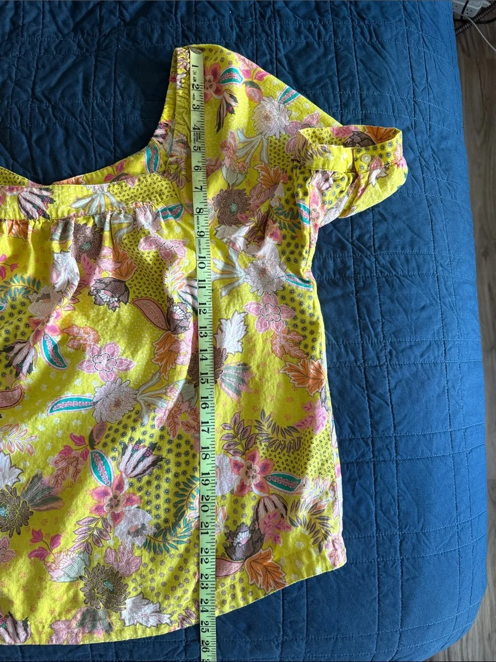 LOFT Yellow Floral Linen Blend Square Neckline Puff Sleeve Tropical Blouse XL